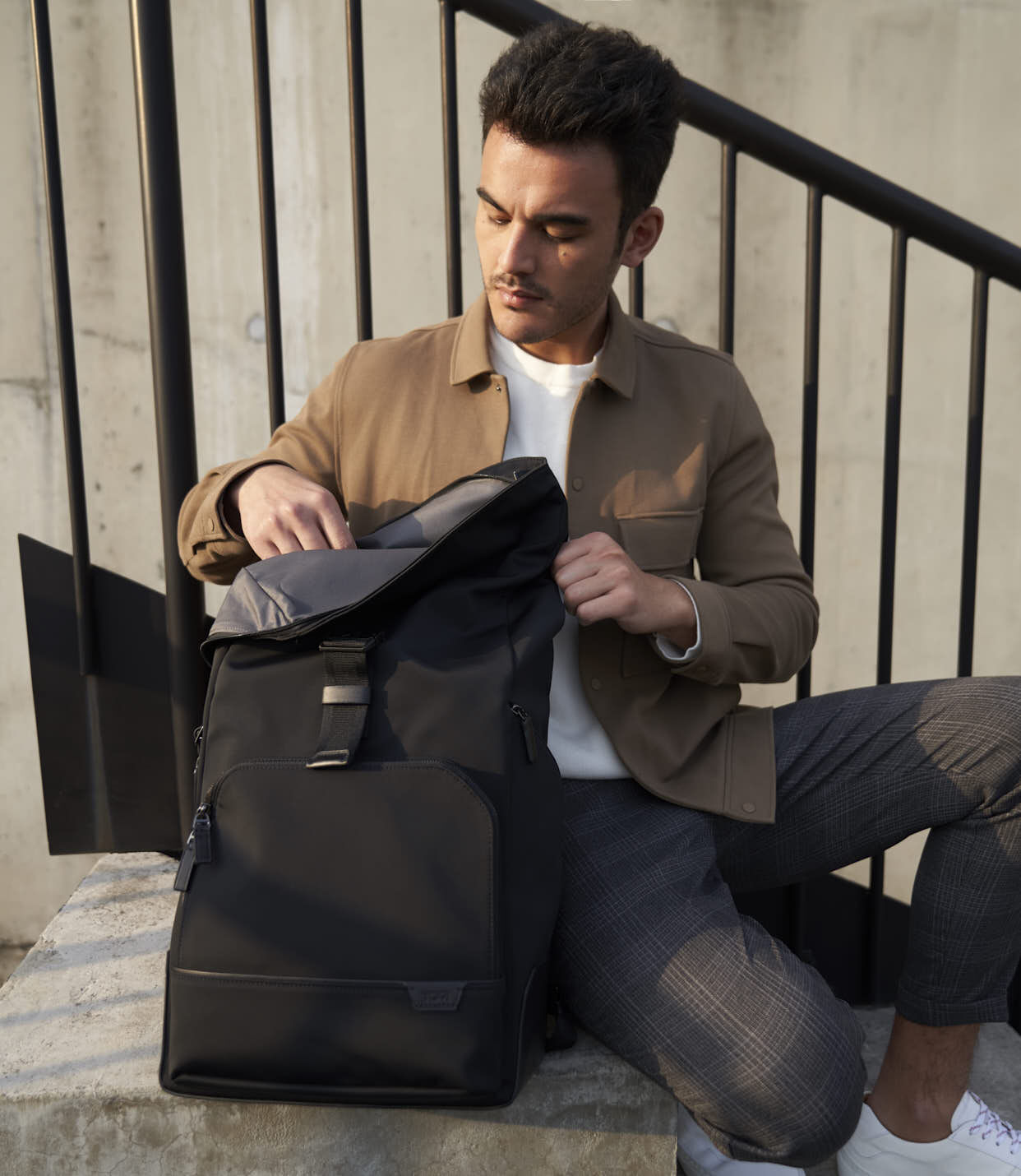 tumi harrison oak roll top backpack