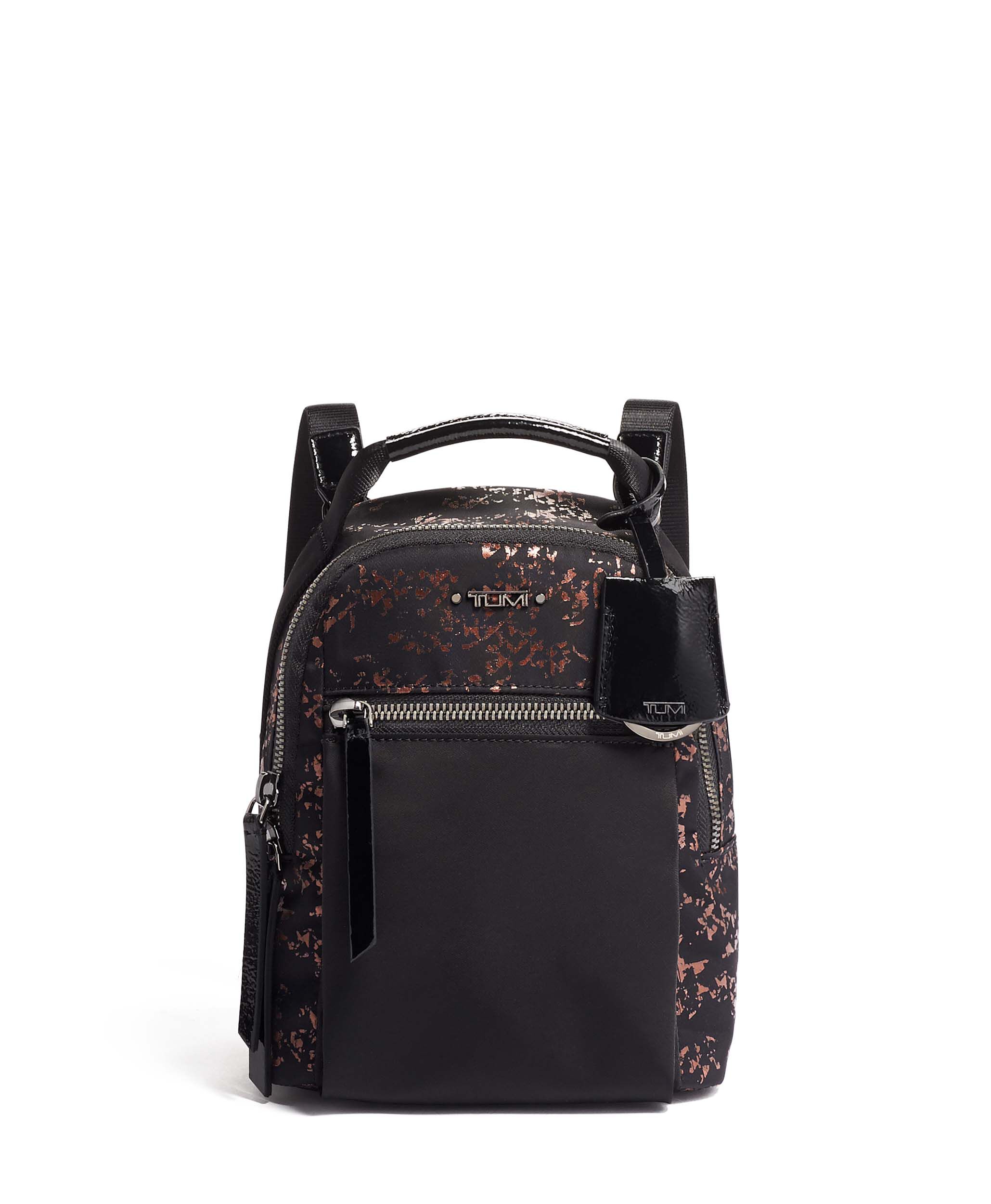 tumi black and gold backpack