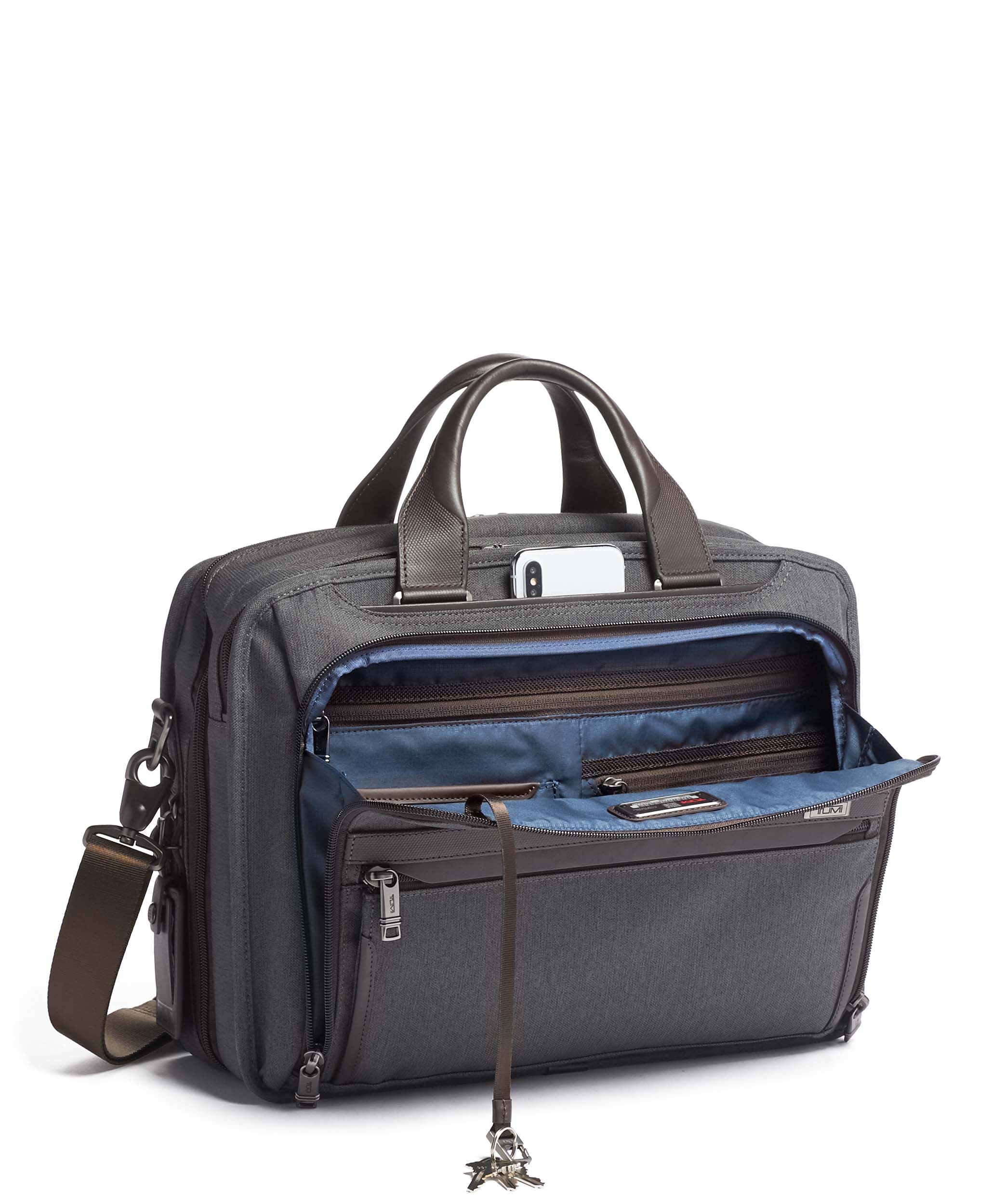 tumi grey briefcase